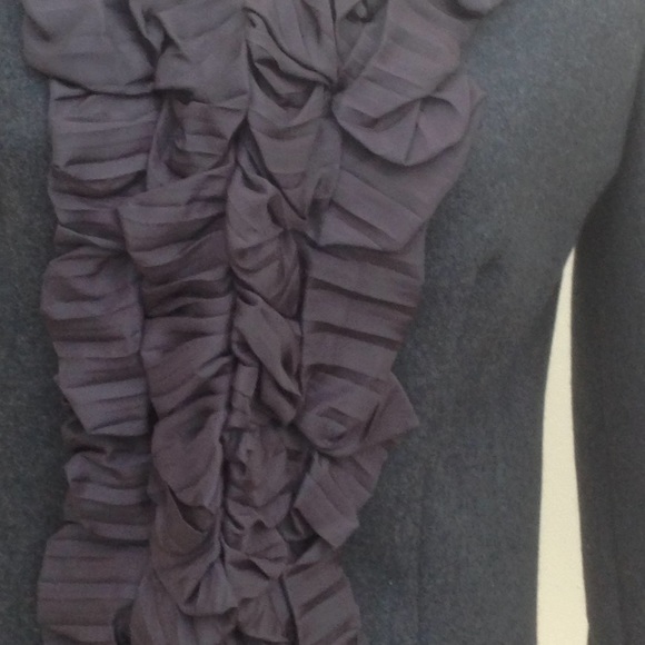 J Crew Charcoal Silk Ruffled Blazer - Picture 2 of 8